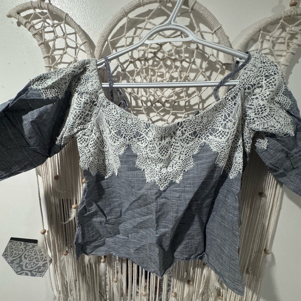 Zara Gray Embellished Cropped Blouse from Zara